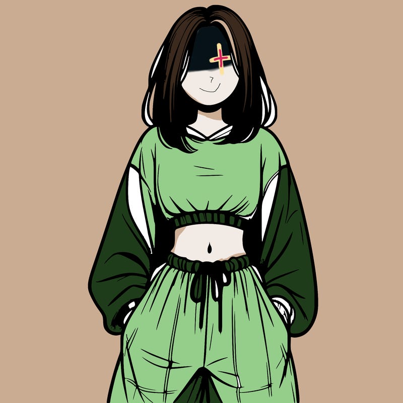 realistic girl faceless with baggy pants and a crop top