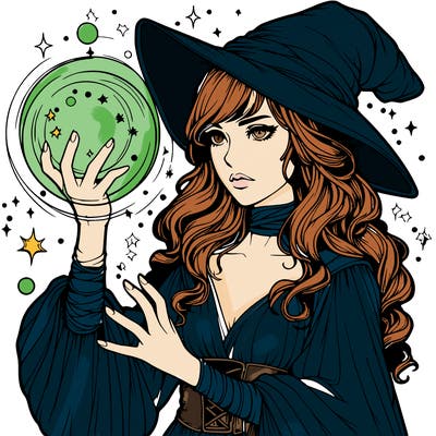 realistic women sorcerer using magic