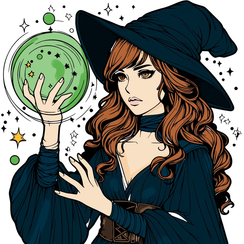 realistic women sorcerer using magic