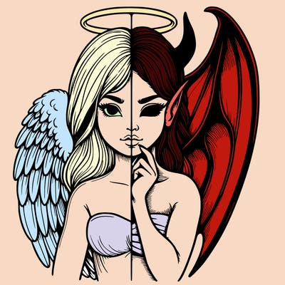 realistic angel half demon