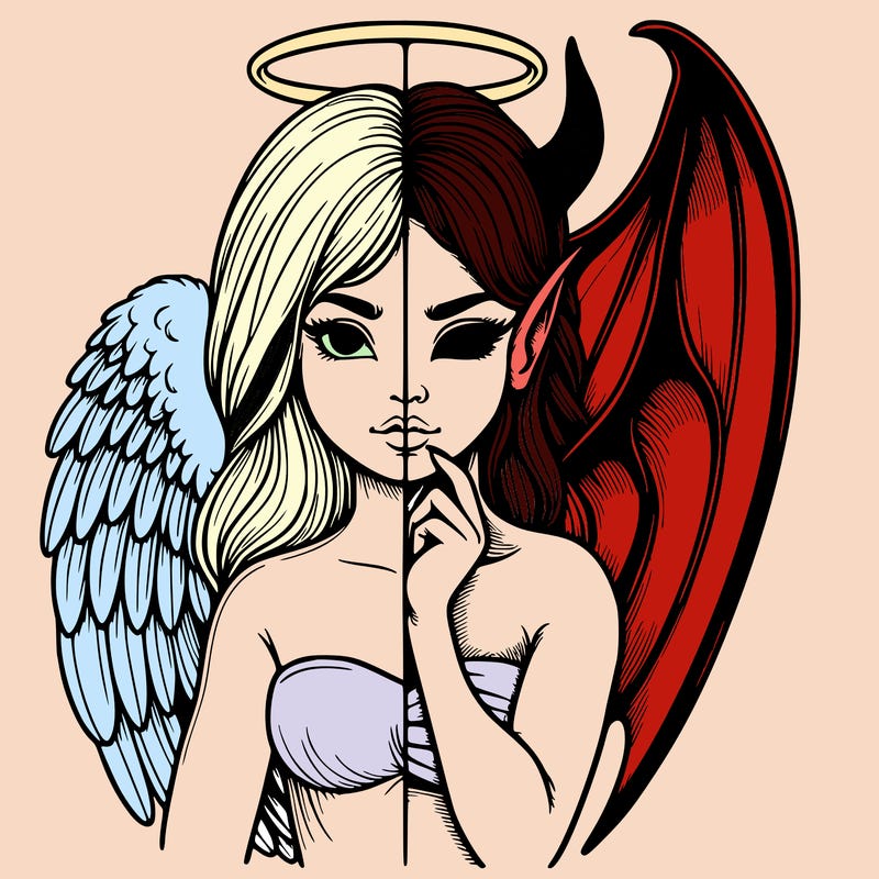 realistic angel half demon