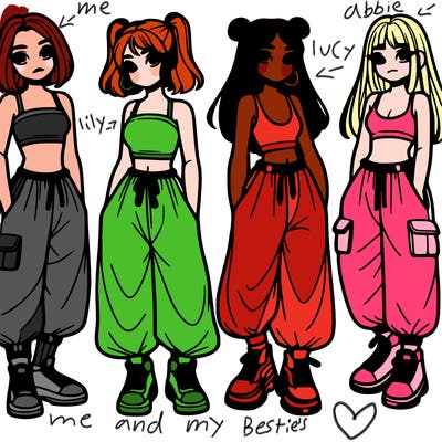 girls with crop top with baggy pants