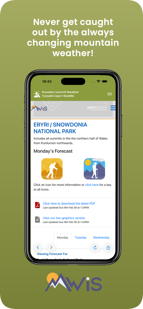 Snowdon Summit Weather - The Snowdon Summit Weather app displaying a mountain weather forecast for Snowdonia National Park.