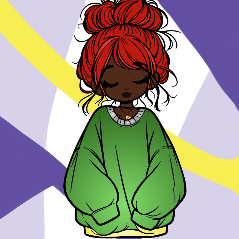 girl with baggy sweatshirt and messy bun