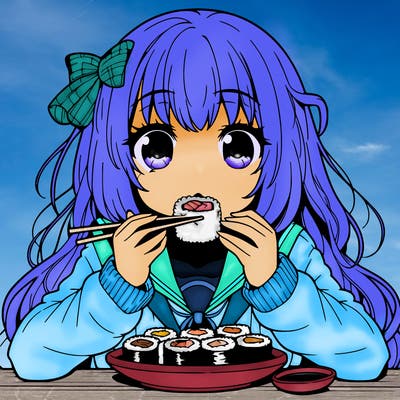 anime girl who eats sushi