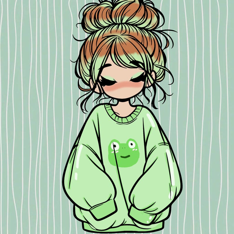 girl with baggy sweatshirt and messy bun