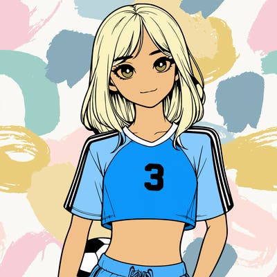 realistic girl wearing soccer jersey