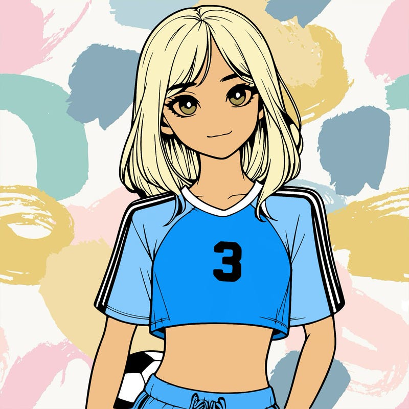 realistic girl wearing soccer jersey