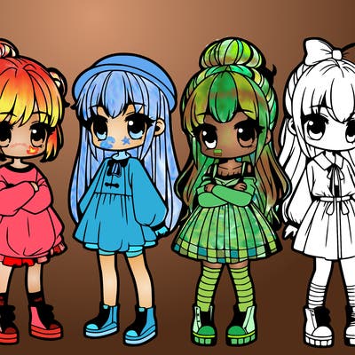 5 chibi girls