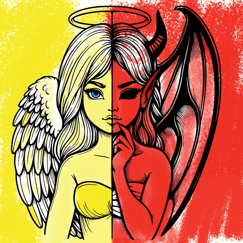 realistic angel half demon