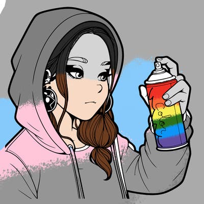 a realistic girl, spray painting