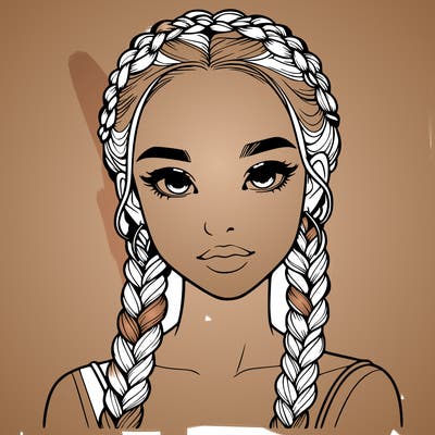 realistic girl with braids