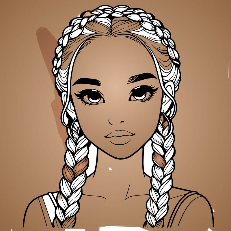 realistic girl with braids