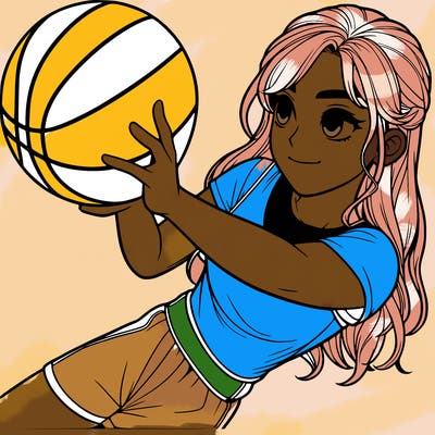 realistic girl playing basketball