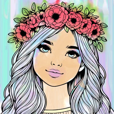realistic girl with flower crown