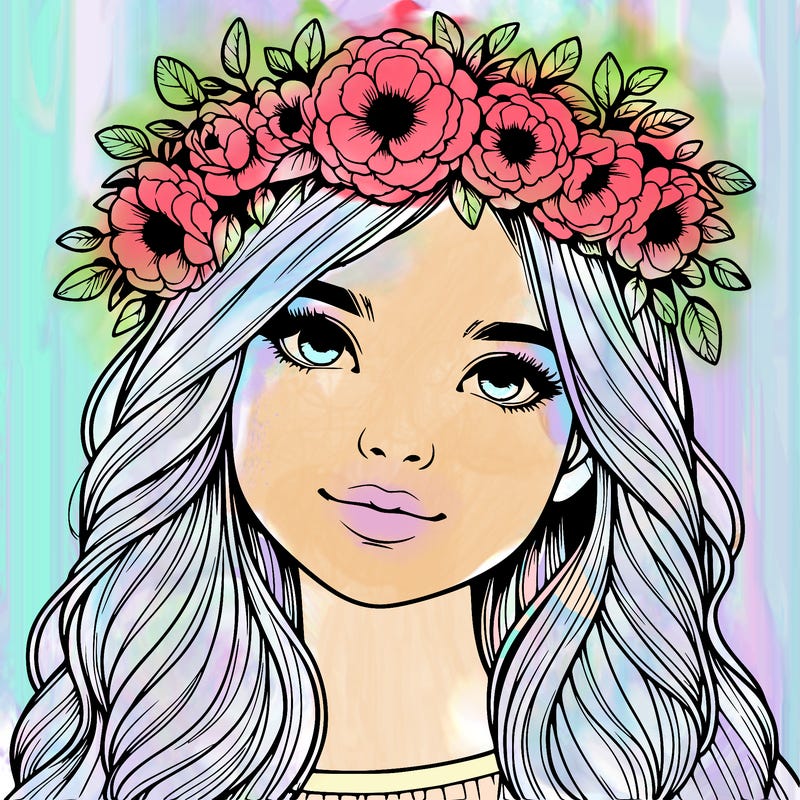 realistic girl with flower crown