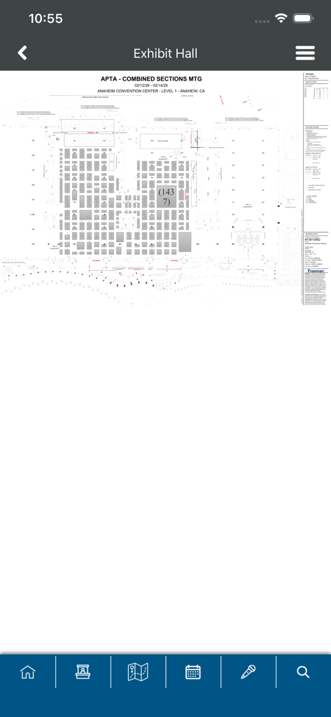 APTA CSM Events - Exhibit Hall floor plan map for the APTA Combined Sections Meeting at the Anaheim Convention Center