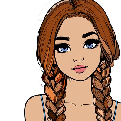 realistic girl with braids