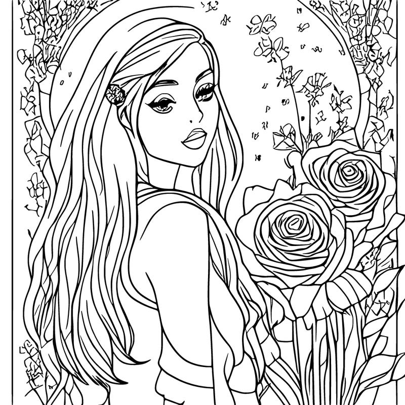 girl with roses next to her