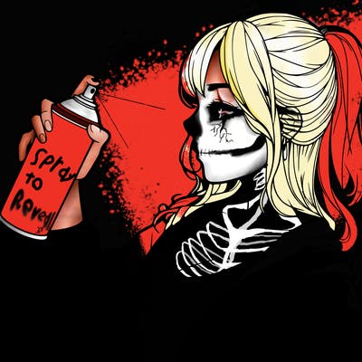 a realistic girl spray, painting