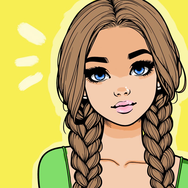 realistic girl with braids