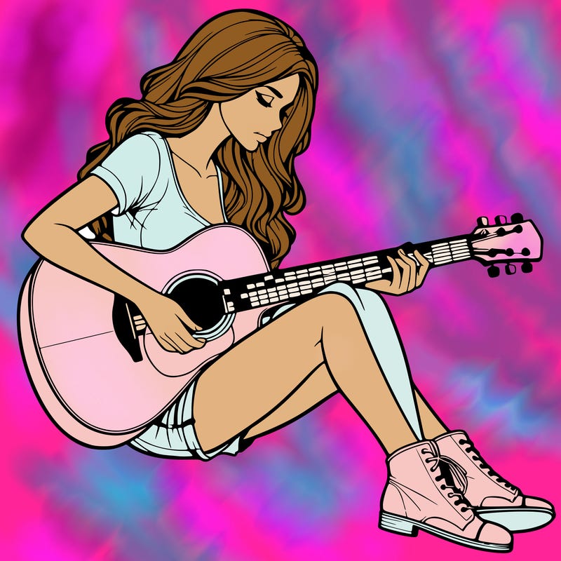 realistic woman play guitar