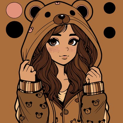 realistic girl in a animal pjs hoodie