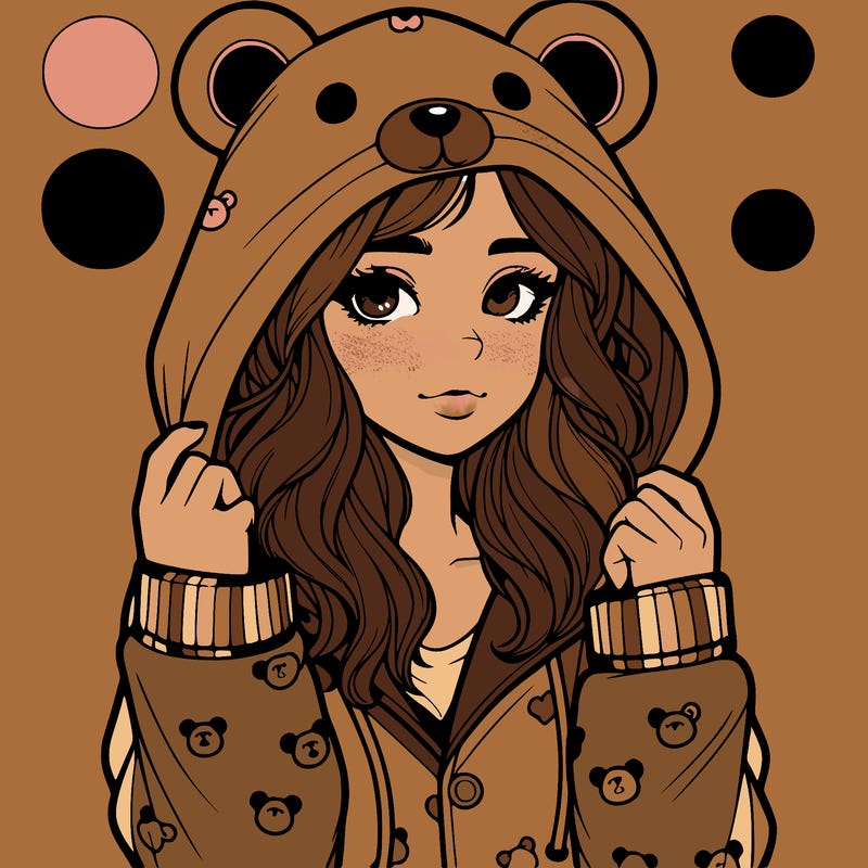 realistic girl in a animal pjs hoodie