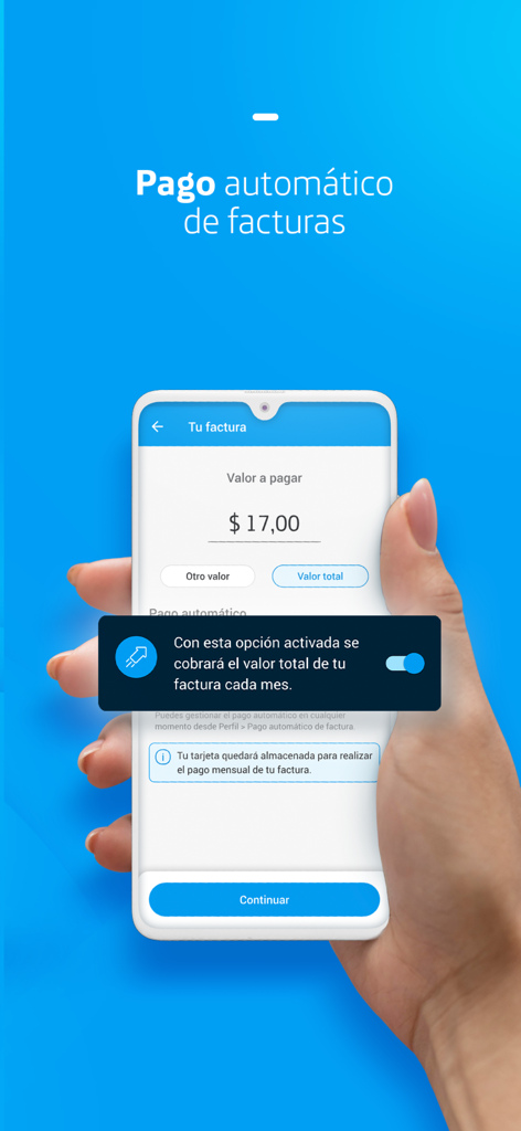 Mi Movistar Ecuador - Pantalla de pago automático de facturas en la aplicación móvil Mi Movistar Ecuador