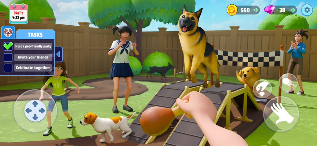 Dog Simulator: My Pets - A German Shepherd dog jumping over an obstacle in the Dog Simulator My Pets game