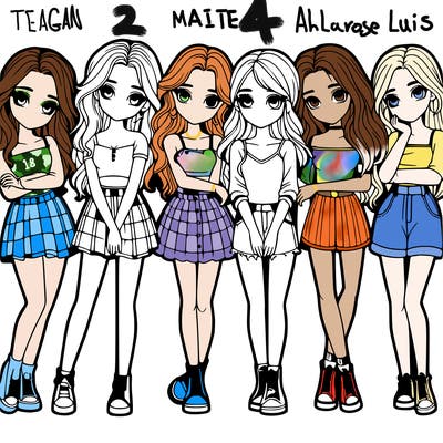 a group of girls realistic