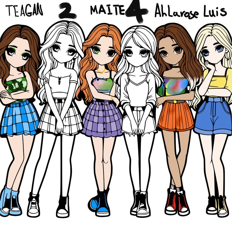 a group of girls realistic