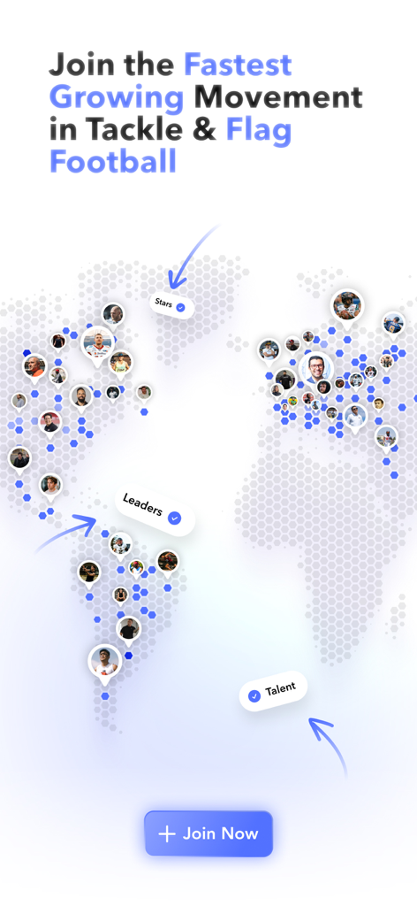 APX Academy - World map illustrating a global network of football athletes and coaches with labels for stars and leaders