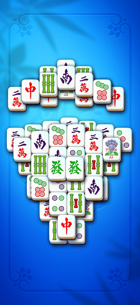 Mahjong Club - Solitaire Game - A Mahjong Solitaire puzzle with classic tiles stacked on a blue background