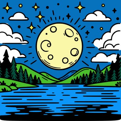 moonlight shining on a lake