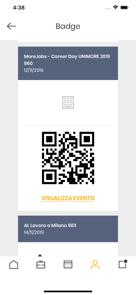 AlmaGo - Digital entry pass for a career recruiting event featuring a QR code within the AlmaGo mobile app.