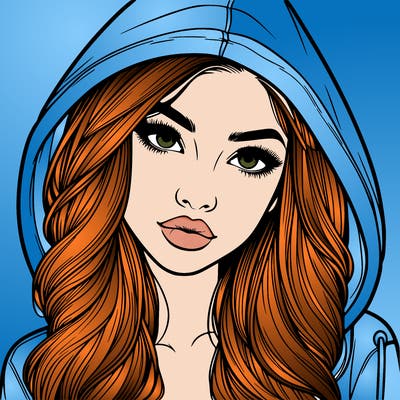 realistic beautiful girl with a hood on