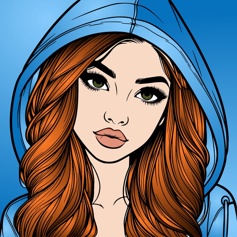 realistic beautiful girl with a hood on