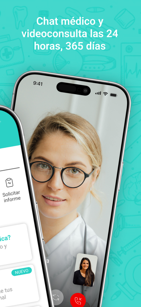 PROTEC SALUD - Appel vidéo médical avec un médecin sur l'application PROTEC SALUD disponible 24h/24 et 7j/7.