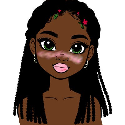 a realistic black girl with braids