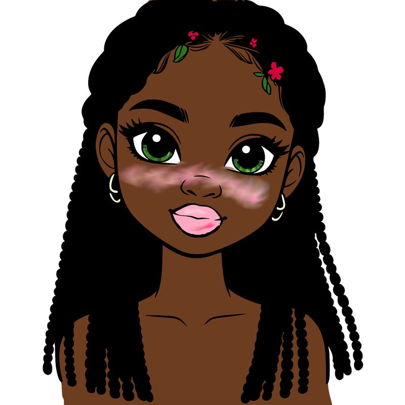 a realistic black girl with braids