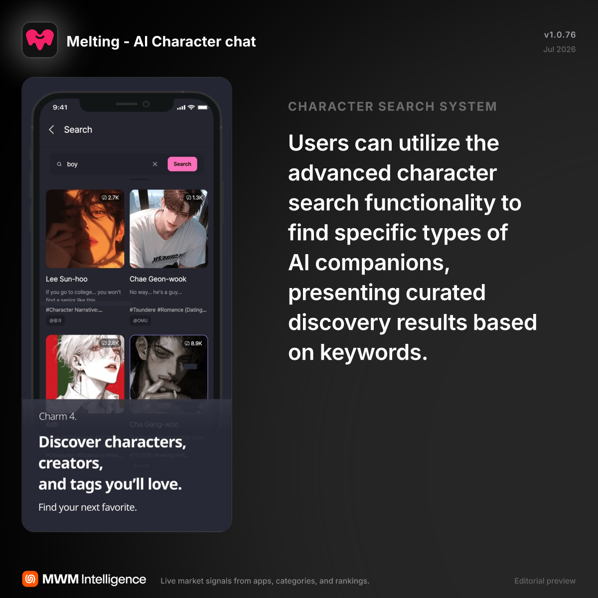 Melting - AI Character chat - Entertainment App | MWM