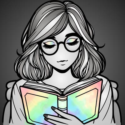 girl reading with glasses realistic