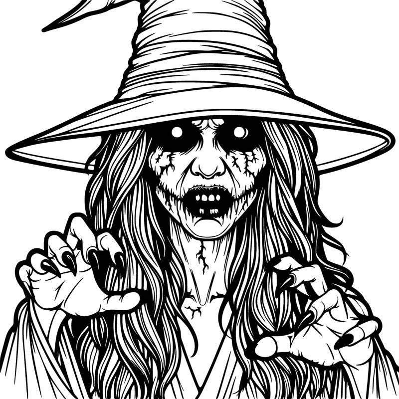 realistic creepy adult witch