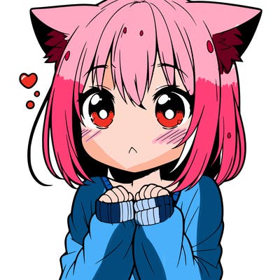 shy anime catgirl