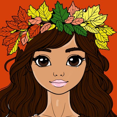 realistic girl with fall leaf crown