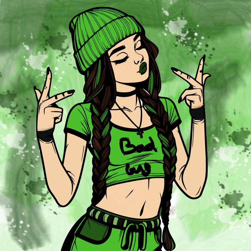 realistic teenage girl with braids and a beanie and crop top doing 🫶🏼