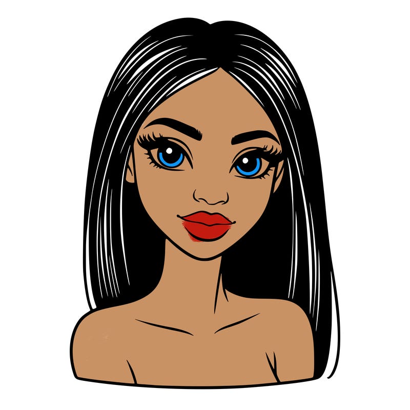 beautiful black woman with straight hair