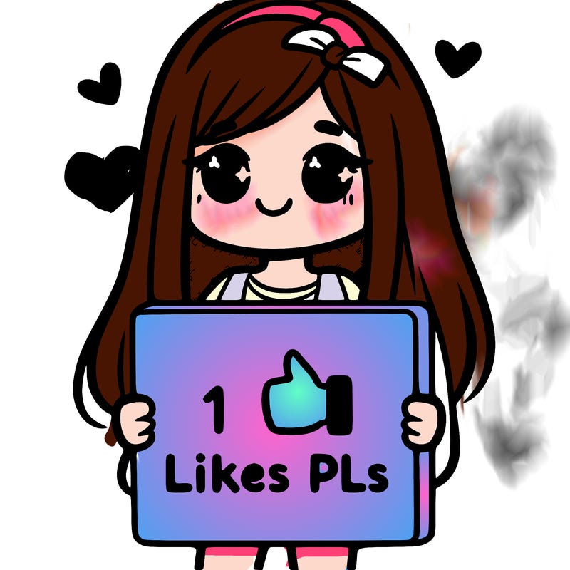 girl holding a sign saying 10 likes pls