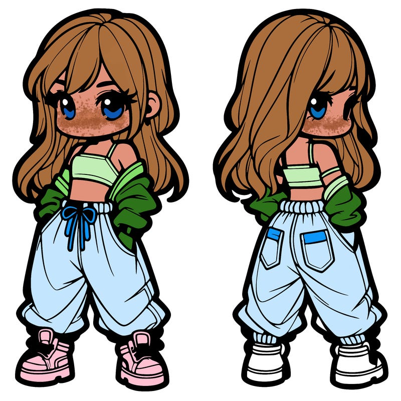 girl in crop top and baggy pants